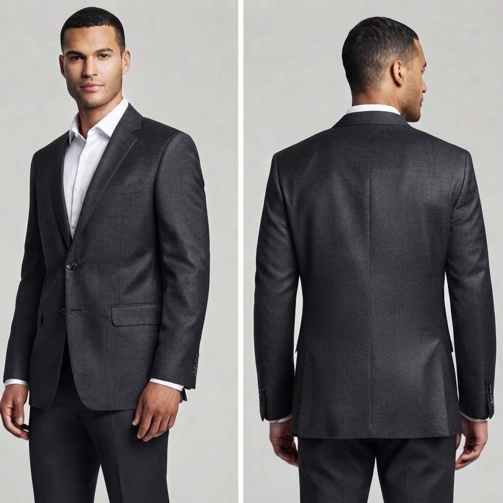 Jos. A. Bank Mens 40R Slim Fit Suit Jacket Blazer Charcoal Gray 100% Wool